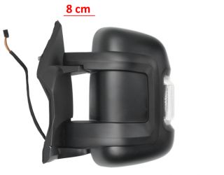 ESPEJO RETROVISOR CITROEN JUMPER 2006-2014 BRAZO 8cm / MANUAL / PILOTO BLANCO (WY5W) / 2 CRISTALES / IZQUIERDO