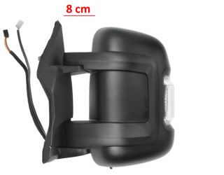 ESPEJO RETROVISOR CITROEN JUMPER 2006-2014 BRAZO 8cm / MANUAL / PILOTO BLANCO (WY5W) / 2 CRISTALES / SONDA / IZQUIERDO