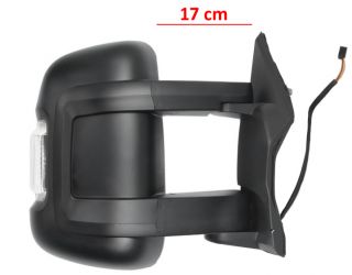 ESPEJO RETROVISOR CITROEN JUMPER 2006-2014 BRAZO 17cm / ELECTRICO / TERMICO / PILOTO BLANCO (WY5W) / 2 CRISTALES / DERECHO
