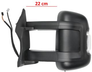 ESPEJO RETROVISOR CITROEN JUMPER 2006-2014 BRAZO 22cm / MANUAL / PILOTO BLANCO (WY5W) / 2 CRISTALES / SONDA / IZQUIERDO