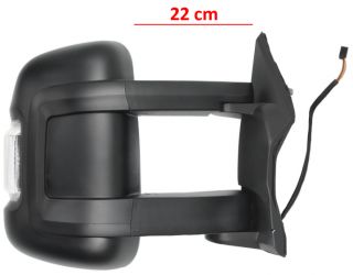 ESPEJO RETROVISOR CITROEN JUMPER 2006-2014 BRAZO 22cm / ELECTRICO / TERMICO / PILOTO BLANCO (WY5W) / 2 CRISTALES / DERECHO