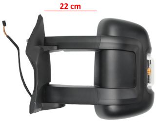 ESPEJO RETROVISOR CITROEN JUMPER 2006-2014 BRAZO 22cm / MANUAL / PILOTO AMBAR (W16W) / 2 CRISTALES / IZQUIERDO