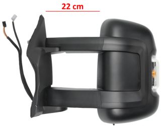 ESPEJO RETROVISOR CITROEN JUMPER 2006-2014 BRAZO 22cm / MANUAL / PILOTO AMBAR (W16W) / 2 CRISTALES / SONDA / IZQUIERDO