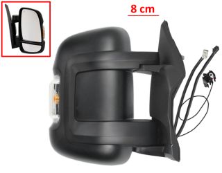 ESPEJO RETROVISOR CITROEN JUMPER 2006-2014 BRAZO 8cm / ELECTRICO / TERMICO / ABATIBLE ELECTRICAMENTE / PILOTO INTERMITENTE AMBAR (W16W) / 2 CRISTALES / SIDE ASSIST / ANTENA / DERECHO