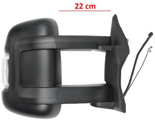 ESPEJO RETROVISOR CITROEN JUMPER 2006-2014 BRAZO 22cm / ELECTRICO / TERMICO / PILOTO INTERMITENTE BLANCO (WY5W) / 2 CRISTALES / ANTENA / DERECHO