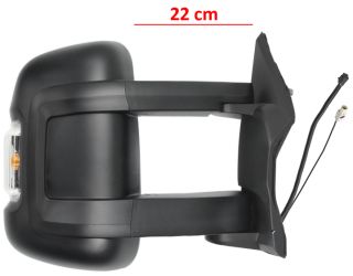 ESPEJO RETROVISOR CITROEN JUMPER 2006-2014 BRAZO 22cm / ELECTRICO / TERMICO / PILOTO INTERMITENTE AMBAR (W16W) / 2 CRISTALES / ANTENA / DERECHO