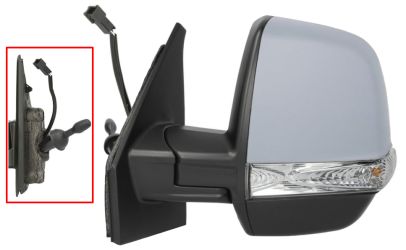 ESPEJO RETROVISOR FIAT DOBLO 2015-2022 CARGO / MECANICO / PILOTO INTERMITENTE / IMPRIMADO / IZQUIERDO