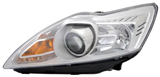 FARO DELANTERO FORD FOCUS 2008-2011 CON LUZ DE GIRO (AFS) / BASE CROMADA / IZQUIERDO
