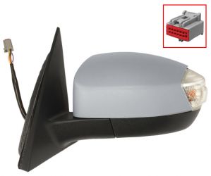 ESPEJO RETROVISOR FORD S-MAX 2010-2015 CONECTOR 12 PINS / ELECTRICO / TERMICO / PILOTO / IMPRIMADO / IZQUIERDO