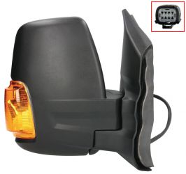 ESPEJO RETROVISOR FORD TRANSIT 2013-2019 BRAZO CORTO / MANUAL / PILOTO AMBAR (W16W) / DERECHO