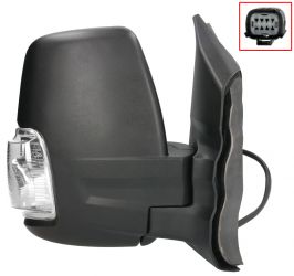 ESPEJO RETROVISOR FORD TRANSIT 2013-2019 BRAZO CORTO / ELECTRICO / TERMICO / ABATIBLE ELECTRICAMENTE / PILOTO BLANCO (WY5W) / DERECHO