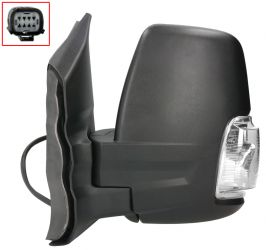 ESPEJO RETROVISOR FORD TRANSIT 2013-2019 BRAZO CORTO / ELECTRICO / TERMICO / ABATIBLE ELECTRICAMENTE / PILOTO BLANCO (WY5W) / IZQUIERDO