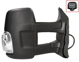 ESPEJO RETROVISOR FORD TRANSIT 2013-2019 BRAZO LARGO / ELECTRICO / TERMICO / PILOTO BLANCO (WY5W) / DERECHO