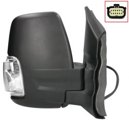 ESPEJO RETROVISOR FORD TRANSIT 2019-> BRAZO CORTO / ELECTRICO / TERMICO / ABATIBLE ELECTRICAMENTE / PILOTO BLANCO (WY5W) / DERECHO