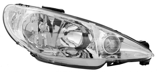 FARO DELANTERO PEUGEOT 206 1998-2008 OPTICA DOBLE / LAMPARA H1+H7 / DERECHO