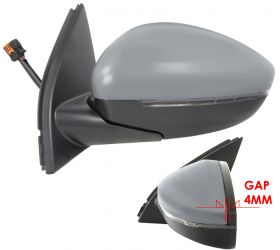 ESPEJO RETROVISOR PEUGEOT 308 2013-2013 RANURA 4MM / ELECTRICO / TERMICO / PILOTO / LUZ CORTESIA / ABATIBLE ELECTRICAMENTE / LANE ASSIST / IMPRIMADO / IZQUIERDO