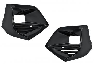 KIT REJILLAS PEUGEOT 2008 2019-> PARACHOQUES DELANTERO / CON AGUJEROS ANTINIEBLAS / NEGRO BRILLANTE / IZQUIERDA+DERECHA