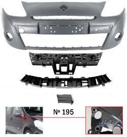 PARACHOQUES RENAULT CLIO 2009-2012 DELANTERO / MODELO 195 / CON SOPORTES / 3 PIEZAS / IMPRIMADO