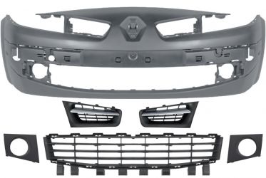 PARACHOQUES RENAULT MEGANE 2006-2008 DELANTERO / CON ANTINIEBLAS / CON KIT REJILLAS GRIS PLATA / IMPRIMADO