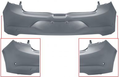 PARACHOQUES RENAULT MEGANE 2016-2020 TRASERO / 5 PUERTAS / CON 2 SENSOR / IMPRIMADO