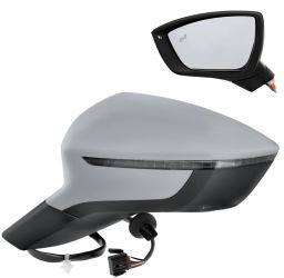 ESPEJO RETROVISOR SEAT ATECA 2016-2020 ELECTRICO / TERMICO / PILOTO / LUZ CORTESIA / ABATIBLE ELECTRICAMENTE / LANE ASSIST / IMPRIMADO / IZQUIERDO