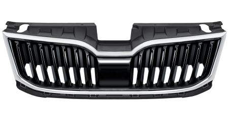 REJILLA SKODA OCTAVIA 2017-2020 FRENTE / NEGRO BRILLANTE / MARCO CROMADO