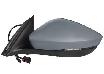 ESPEJO RETROVISOR SKODA SUPERB 2015-2019 ELECTRICO / TERMICO / PILOTO / LUZ CORTESIA / ABATIBLE ELECTRICAMENTE / LANE ASSIST / IMPRIMADO / IZQUIERDO