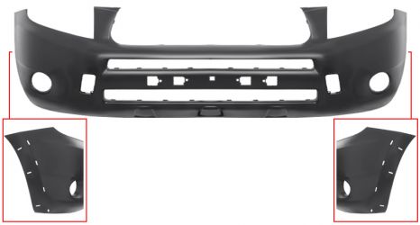 PARACHOQUES TOYOTA RAV4 2006-2009 DELANTERO / CON ANTINIEBLAS / CON MOLDURA ALETA