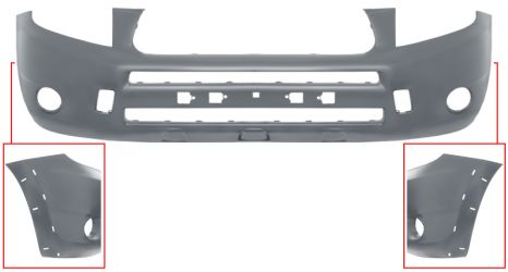 PARACHOQUES TOYOTA RAV4 2006-2009 DELANTERO / CON ANTINIEBLAS / CON MOLDURA ALETA / IMPRIMADO