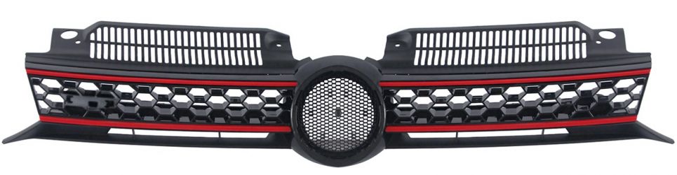 REJILLA VOLKSWAGEN GOLF VI 2008-2012 FRENTE / MODELO GTI / GTD / NEGRA / ROJA / CROMADA