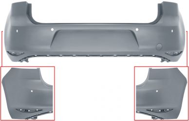 PARACHOQUES VOLKSWAGEN GOLF VII 2012-2017 TRASERO / CON 4 SENSOR / IMPRIMADO