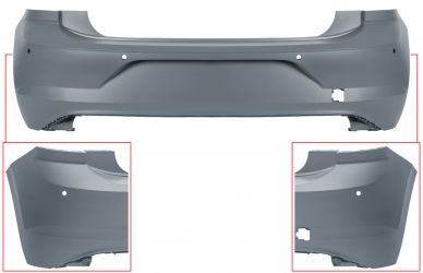 PARACHOQUES VOLKSWAGEN POLO 2017-2021 TRASERO / CON 4 SENSOR / IMPRIMADO