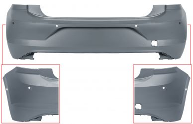 PARACHOQUES VOLKSWAGEN POLO 2017-2021 TRASERO / CON 6 SENSOR / PARK ASSIST / IMPRIMADO