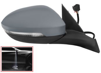 ESPEJO RETROVISOR VOLKSWAGEN T-ROC 2022-> ELECTRICO / TERMICO / PILOTO INTERMITENTE / LUZ CORTESIA R-LINE / ABATIBLE ELECTRICAMENTE / MEMORIA / IMPRIMADO / DERECHO