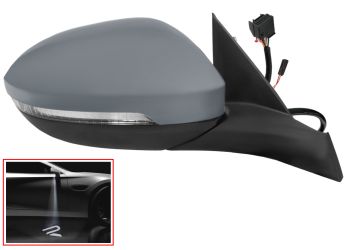 ESPEJO RETROVISOR VOLKSWAGEN T-ROC 2022-> ELECTRICO / TERMICO / PILOTO INTERMITENTE / LUZ CORTESIA R-LINE / ABATIBLE ELECTRICAMENTE / MEMORIA / SIDE ASSIST / IMPRIMADO / DERECHO