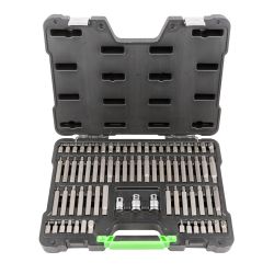 ESTUCHE DE PUNTAS 75 PIEZAS PARA TORNILLOS RIBE, XZN, TORX HEXAGONAL INV.