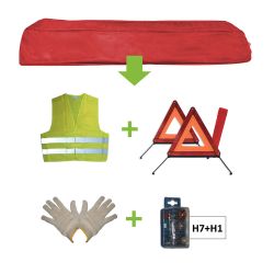 KIT EMERGENCIA BOLSA ROJA + MK H7+H1 + CHALECO + TRIANG. + GUANTES