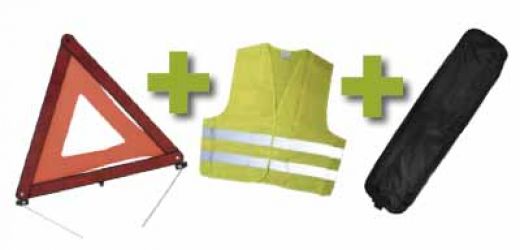 KIT EMERGENCIA BOLSA NEGRA RIBETE+TRIANGULO+CHALECO