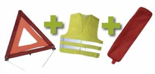 KIT EMERGENCIA BOLSA ROJA RIBETE+TRIANGULO+CHALECO