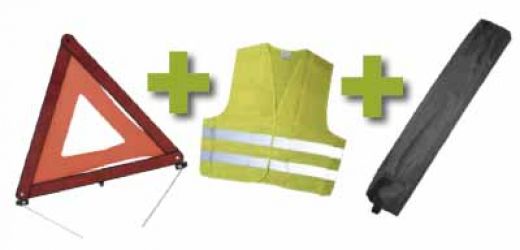 KIT EMERGENCIA BOLSA MINI NEGRA +TRIANGULO+CHALECO