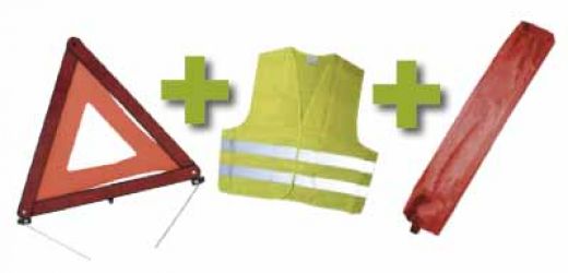 KIT EMERGENCIA BOLSA MINI ROJA+TRIANGULO+CHALECO