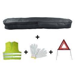 KIT EMERGENCIA BOLSA PVC+TRIANGULO+CHALECO+GUANTES