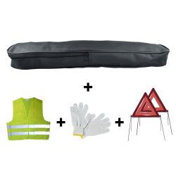 KIT EMERGENCIA BOLSA PVC+2TRIANGULOS+CHALECO+GUANTES
