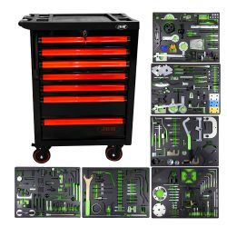CARRO DE HERRAMIENTAS ESPECIAL KIT DE CALADO 7 CAJONES ROJO