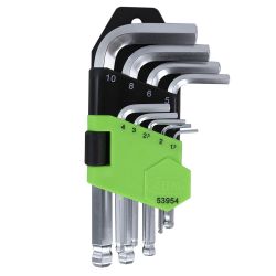 SET DE 9 LLAVES ALLEN CORTAS CON PUNTA REDONDA