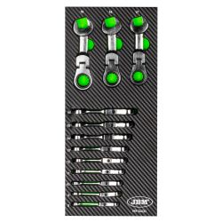 SET DE 12 LLAVES MINI COMBINADAS ARTICULADAS CON TRINQUETE