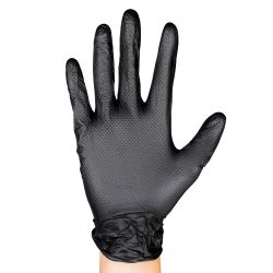 GUANTES NEGROS DESECHABLES DE NITRILO T:L 7,0MIL (100 UDS.)  TEXTURA DIAMANTE