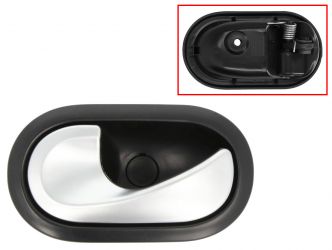 MANETA DE PUERTA INTERIOR DACIA LOGAN 2008-2013 PARA CLIP / CON PALANCA PLATA / BASE NEGRO / DELANTERO IZQUIERDA