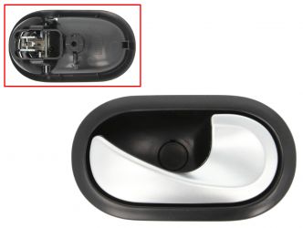 MANETA DE PUERTA INTERIOR RENAULT TWINGO 2008-2012 PARA CABLE / CON PALANCA PLATA / BASE NEGRO / DELANTERA DERECHA