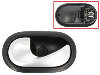 MANETA DE PUERTA INTERIOR RENAULT TWINGO 2008-2012 PARA CABLE / CON PALANCA PLATA / BASE NEGRO / DELANTERA IZQUIERDA